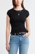 Treasure & Bond Cap Sleeve Stretch Cotton & Modal Rib T-Shirt
