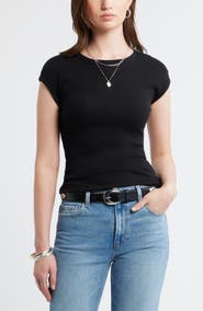 Treasure & Bond Cap Sleeve Stretch Cotton & Modal Rib T-Shirt