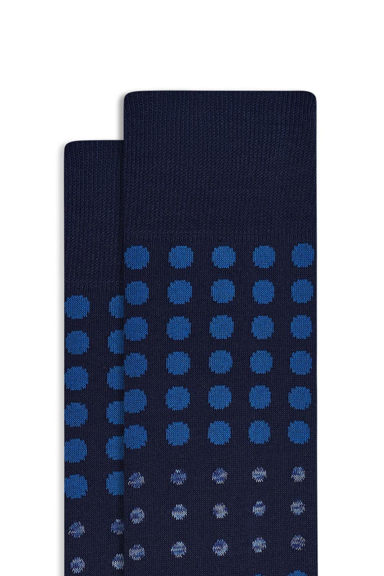 Polka Dot Mercerized Cotton Blend Dress Socks, Alternate, color, NAVY