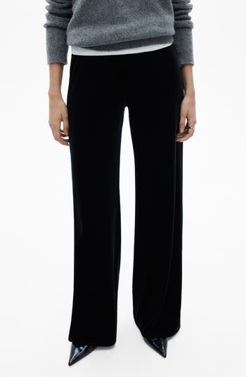 Mango Xenphant Stretch Velvet Wide Leg Pants
