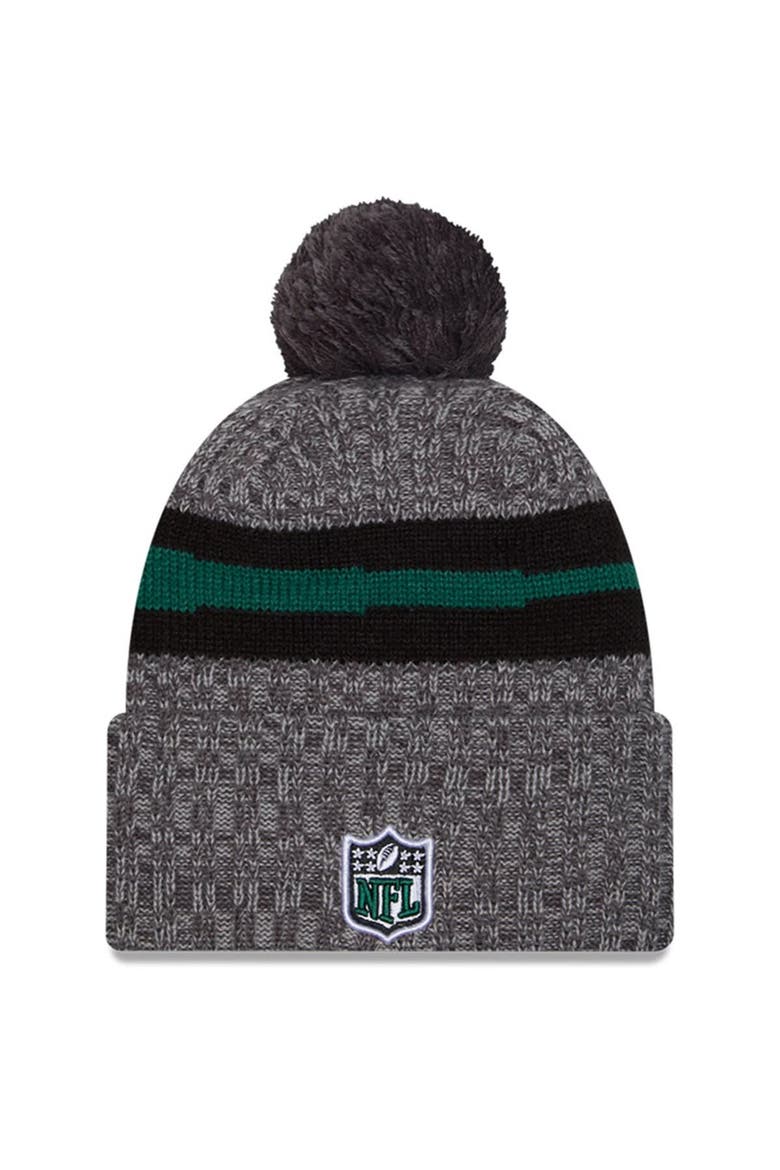 Men's New Era  Gray New York Jets 2023 Sideline Sport Cuffed Pom Knit Hat, Alternate, color, Gray