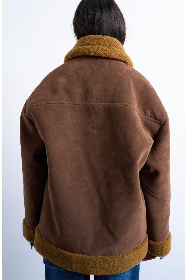 Oversize Faux Shearling Car Coat, Alternate, color, BROWN