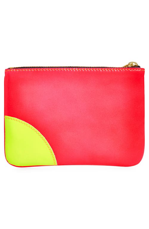 Comme Des Garçons Super Fluo Leather Line Zip Pouch In Orange