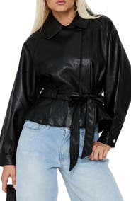 Princess Polly Authenticity Wrap Faux Leather Jacket