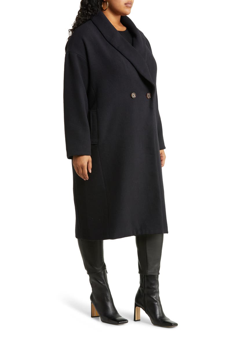 Double Breasted Long Coat, Alternate, color, NAVY PEACOAT