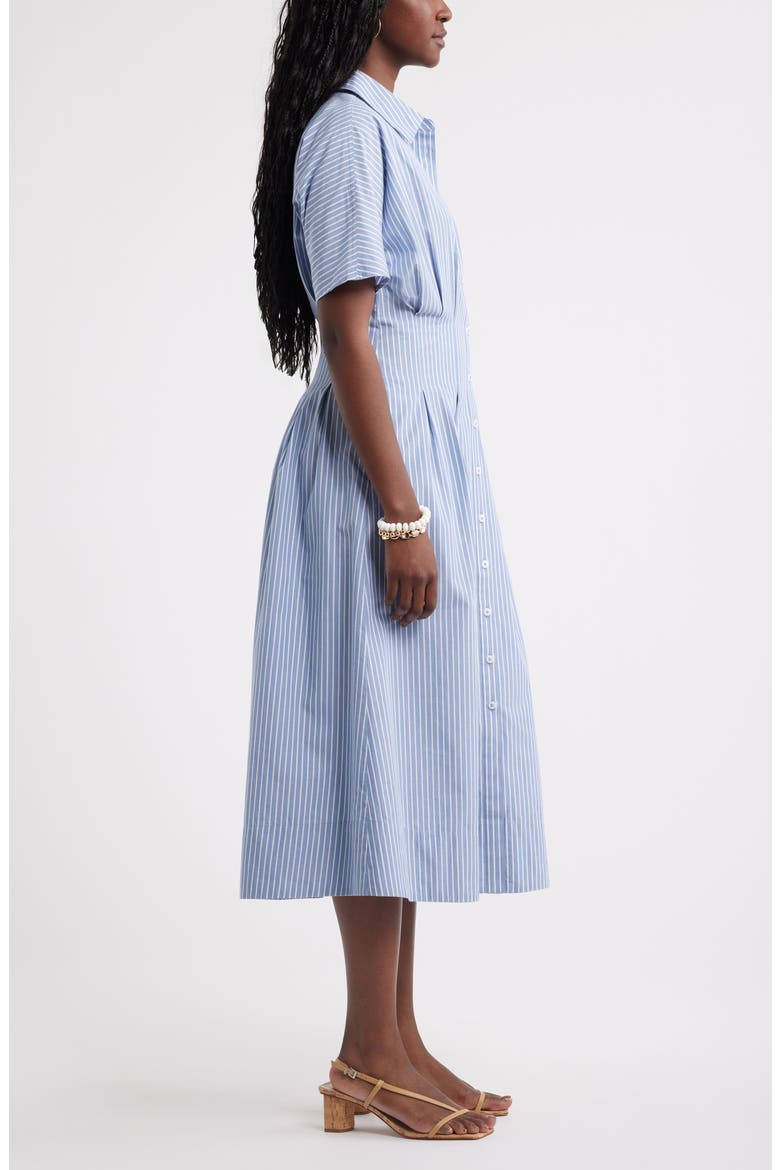 Stripe Pleated Dolman Sleeve Midi Shirtdress, Alternate, color, BLUE BEYOND CORA STRIPE