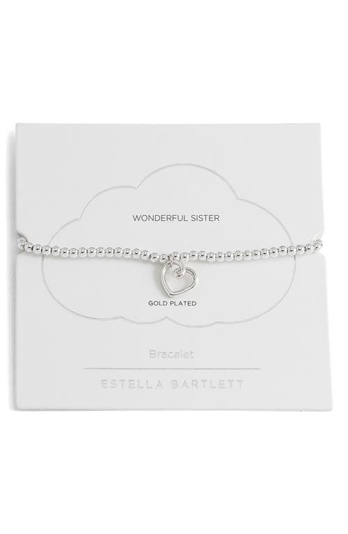 Estella Bartlett Heart Beaded Stretch Bracelet In Metallic