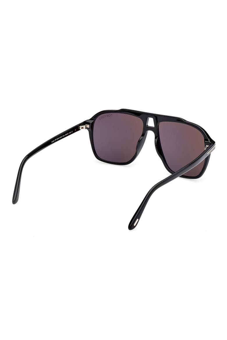 Autari 56mm Navigator Sunglasses, Alternate, color, SHINY BLACK / SMOKE