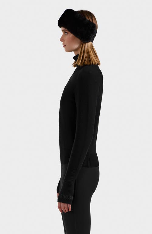 Rudsak Novie Knit Embellished Ski Logo Turtleneck Sweater In Black