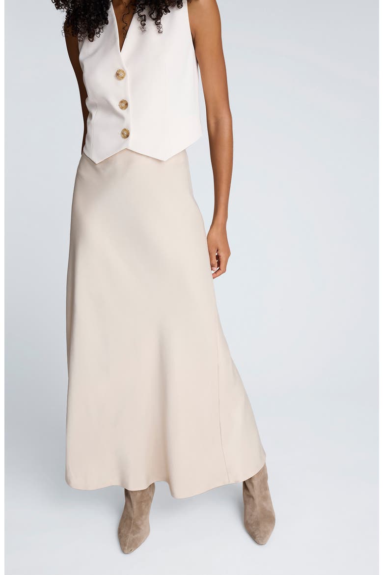 Flare Satin Maxi Skirt, Alternate, color, TANLINE