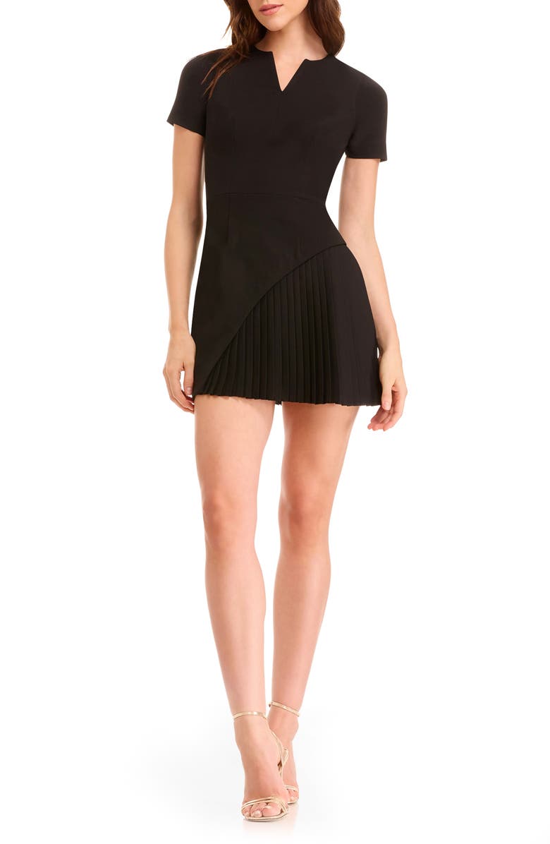 Dress the Population Ashley Pleated Minidress, Main, color, Black