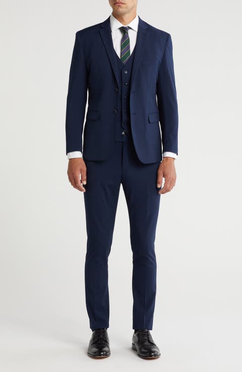 Skinny Fit Solid Stretch Three Piece Suit