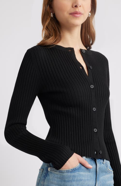 Open Edit Collared Rib Cardigan In Black