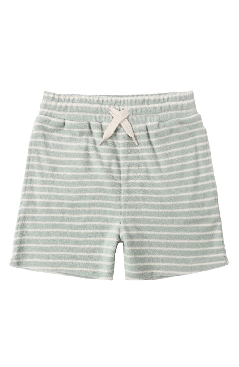 Rylee + Cru Stripe Cotton Blend Terry Shorts, Alternate, color, Seafoam