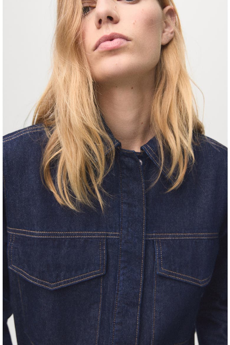 Western Denim Snap-Up Shirt, Alternate, color, DARK BLUE
