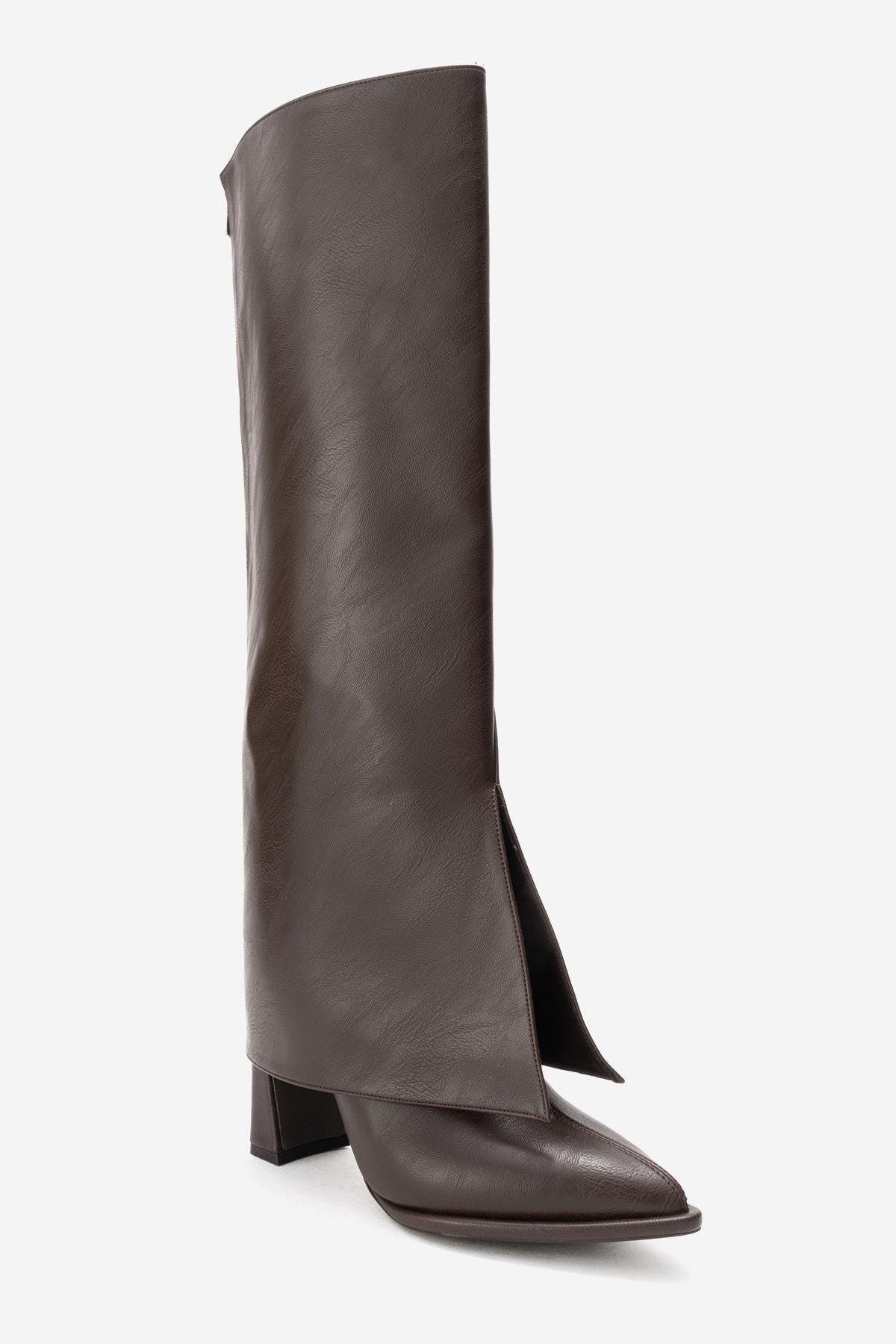 Aja Block Heel Convertible Knee High Boot, Alternate, color, Coffee Faux Leather