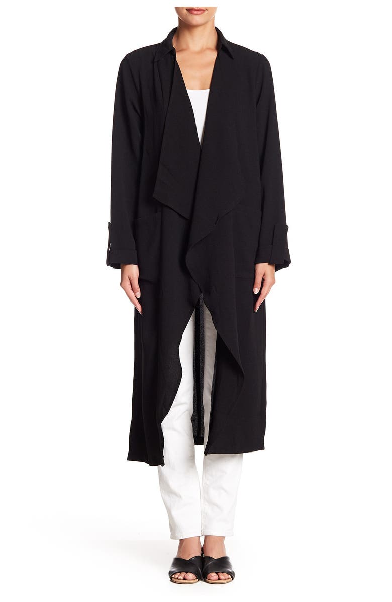 Lush Draped Open Front Trench Duster, Alternate, color, 