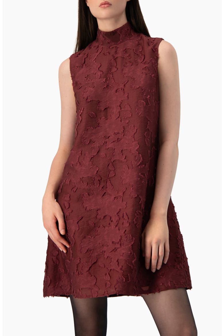 Sleeveless Lace-textured A-line Dress, Main, color, Wine