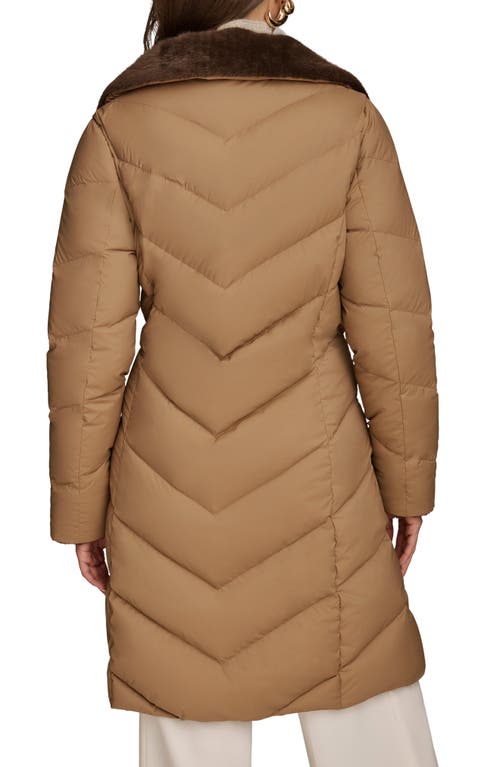 Donna Karan New York Water Resistant Chevron Down Puffer Coat In Brown