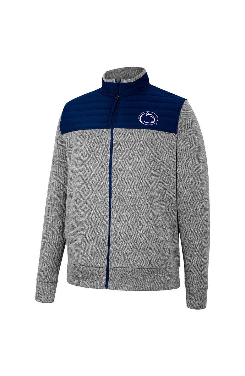 COLOSSEUM Men's Colosseum Gray/Navy Penn State Nittany Lions Putter Herringbone Full-Zip Jacket, Alternate, color,
