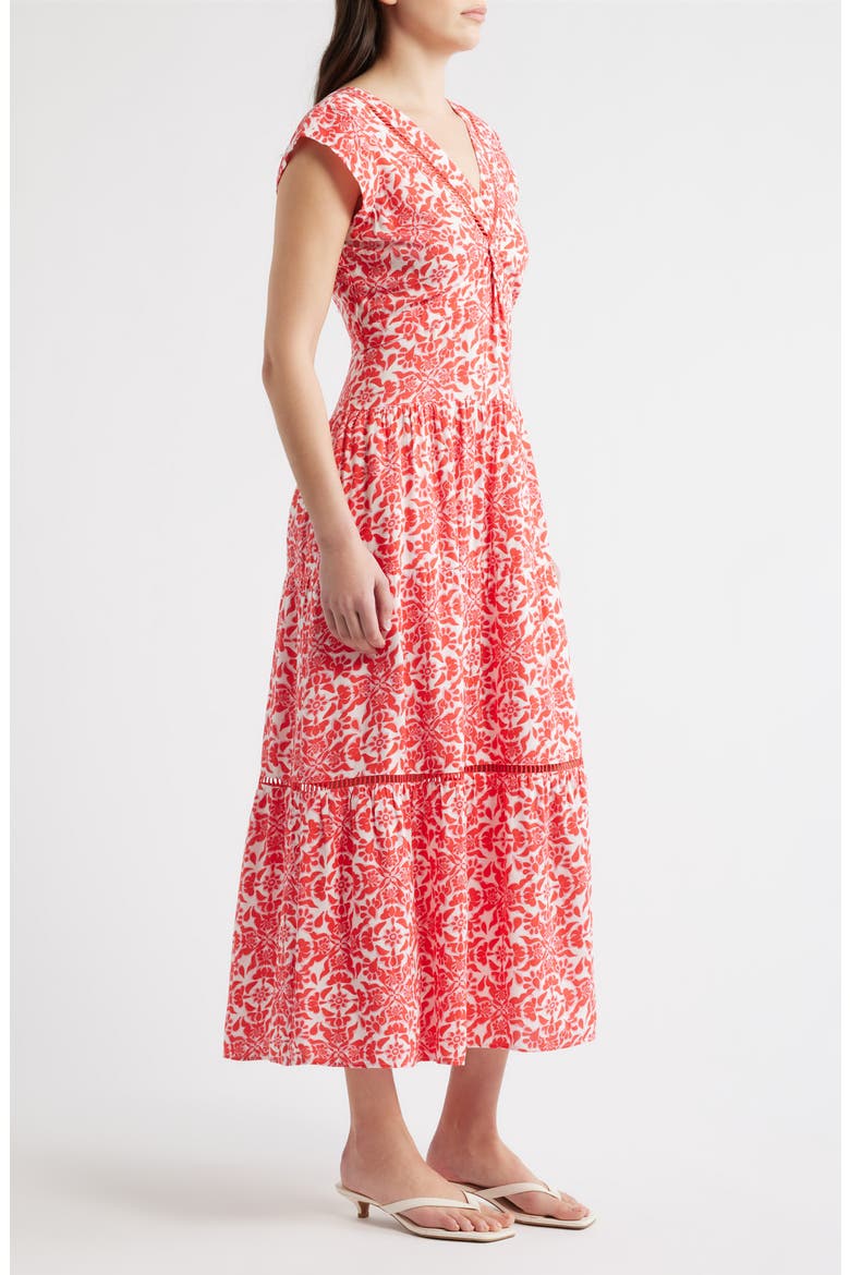Print Tiered Maxi Dress, Alternate, color, RED/ PINK