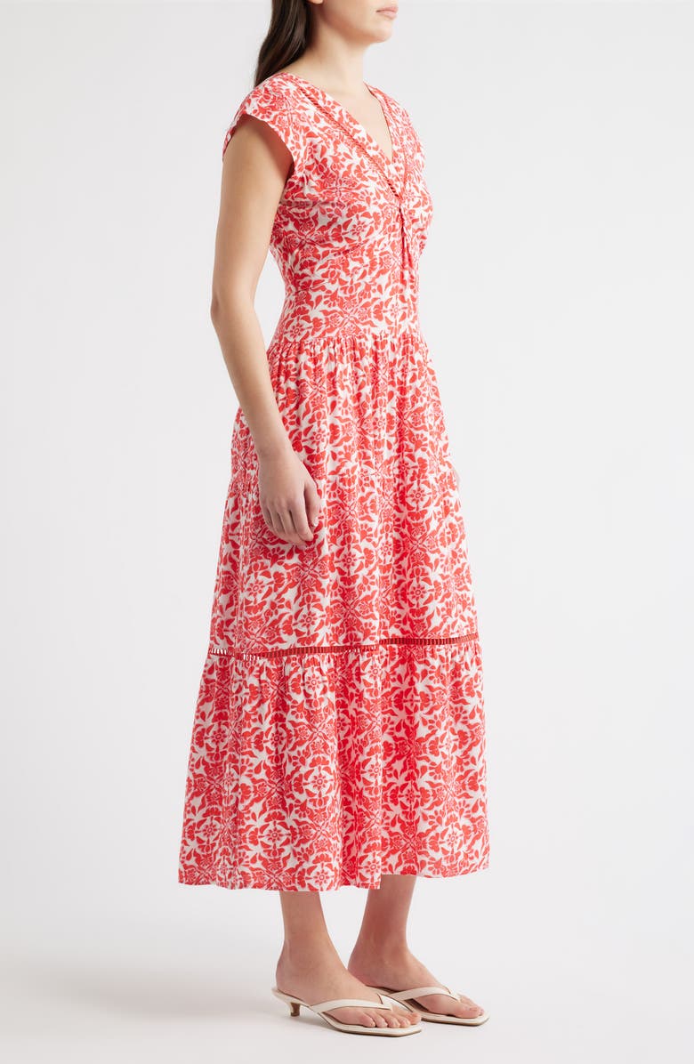 CITY BLUES Print Tiered Maxi Dress, Alternate, color, Red/ Pink