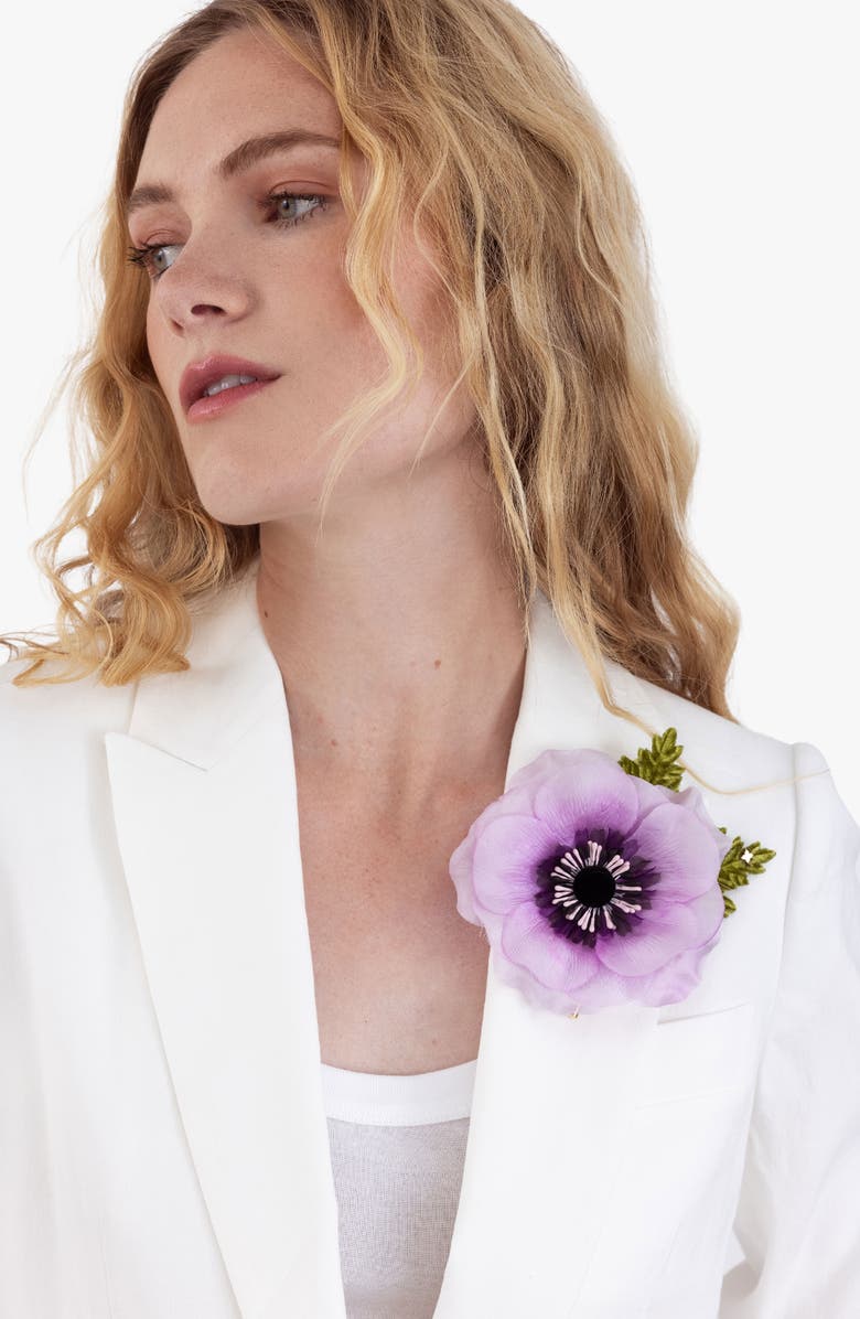 Helena Simon The Lavender Anemone Floral Brooch, Alternate, color, Lavender