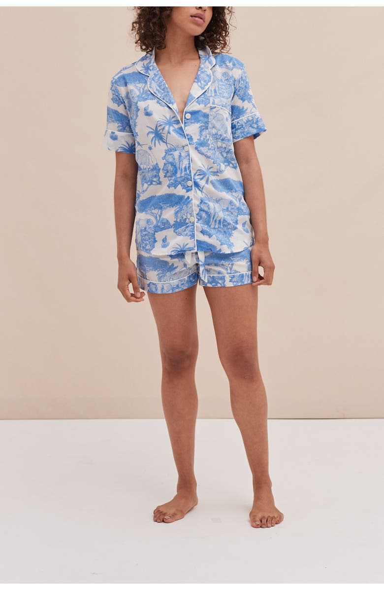 Desmond & Dempsey Short Sleeve Pajama Set, Main, color, Loxodonta Blue