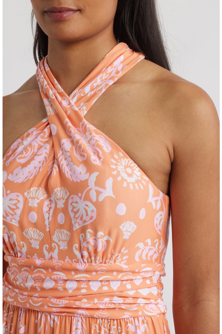 montecito halter maxi dress Montecito Mixed Print Cross Neck Maxi Dress (Women)