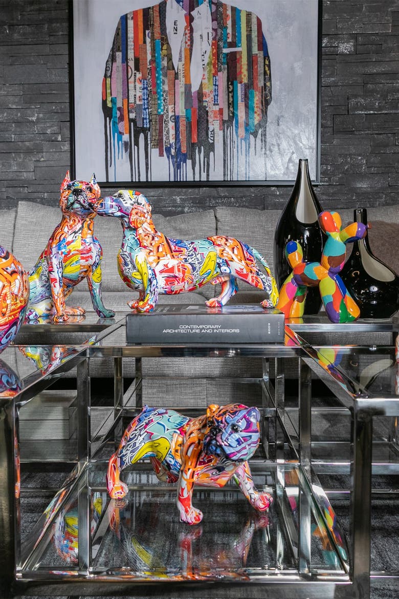 Plus Street Art  Bull Dog with Leg Up - 10.5" Long, Alternate, color, MULTI-COLOR