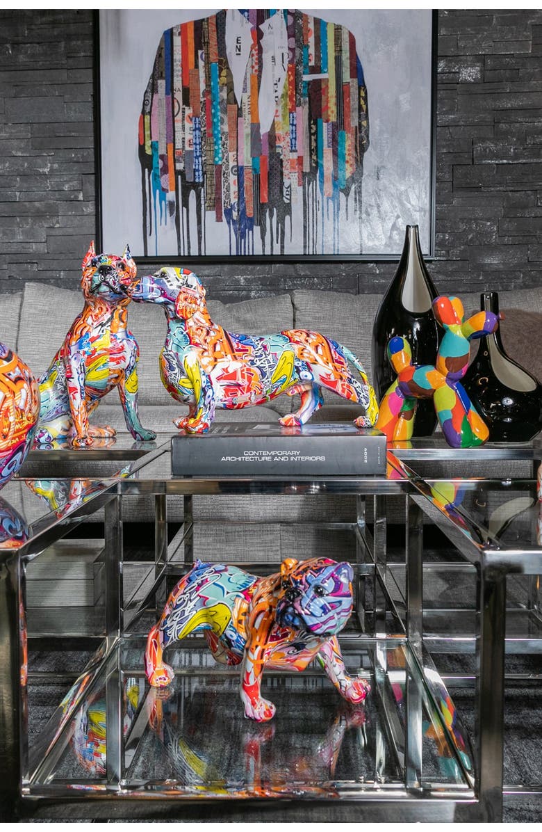 INTERIOR ILLUSIONS Plus Street Art  Bull Dog with Leg Up - 10.5" Long, Alternate, color, 