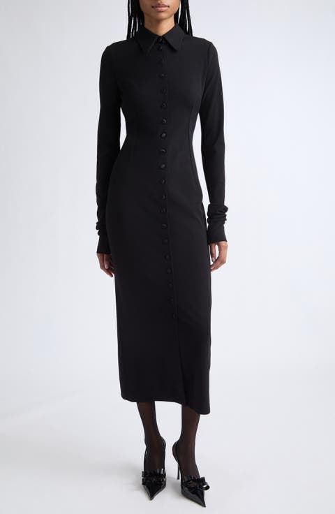 Long Sleeve Wool Blend Jersey Cocktail Dress