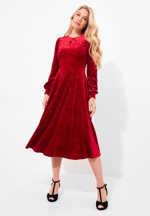Crushed Velvet Midi Dress