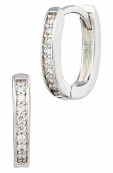 Pavé Cubic Zirconia Huggie Hoop Earrings