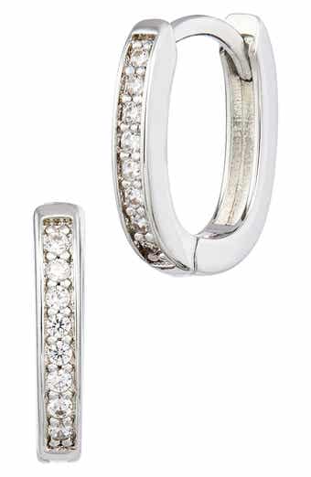 Pavé Cubic Zirconia Huggie Hoop Earrings