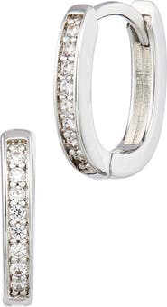 SAVVY CIE JEWELS Pavé Cubic Zirconia Huggie Hoop Earrings