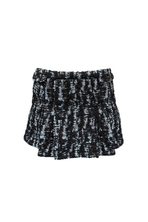 Shop Anna Sui Cornflower Tweed Pleated Mini Skirt In Cornflower Multi