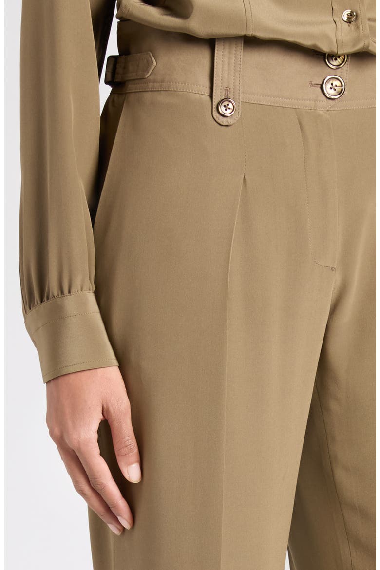 Pleated Wide Leg Silk Crêpe de Chine Pants, Alternate, color, FG501 KHAKI