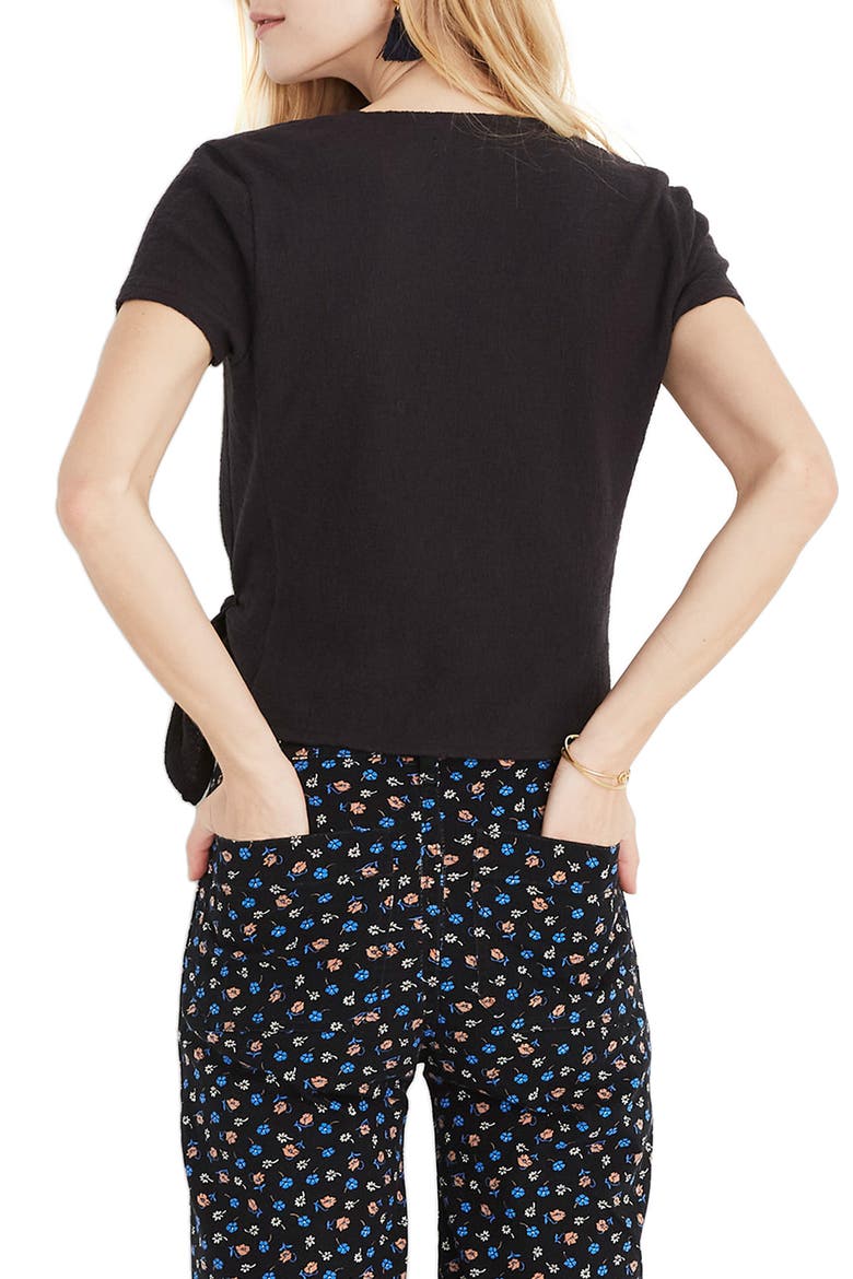 Texture & Thread Wrap Top, Alternate, color, TRUE BLACK