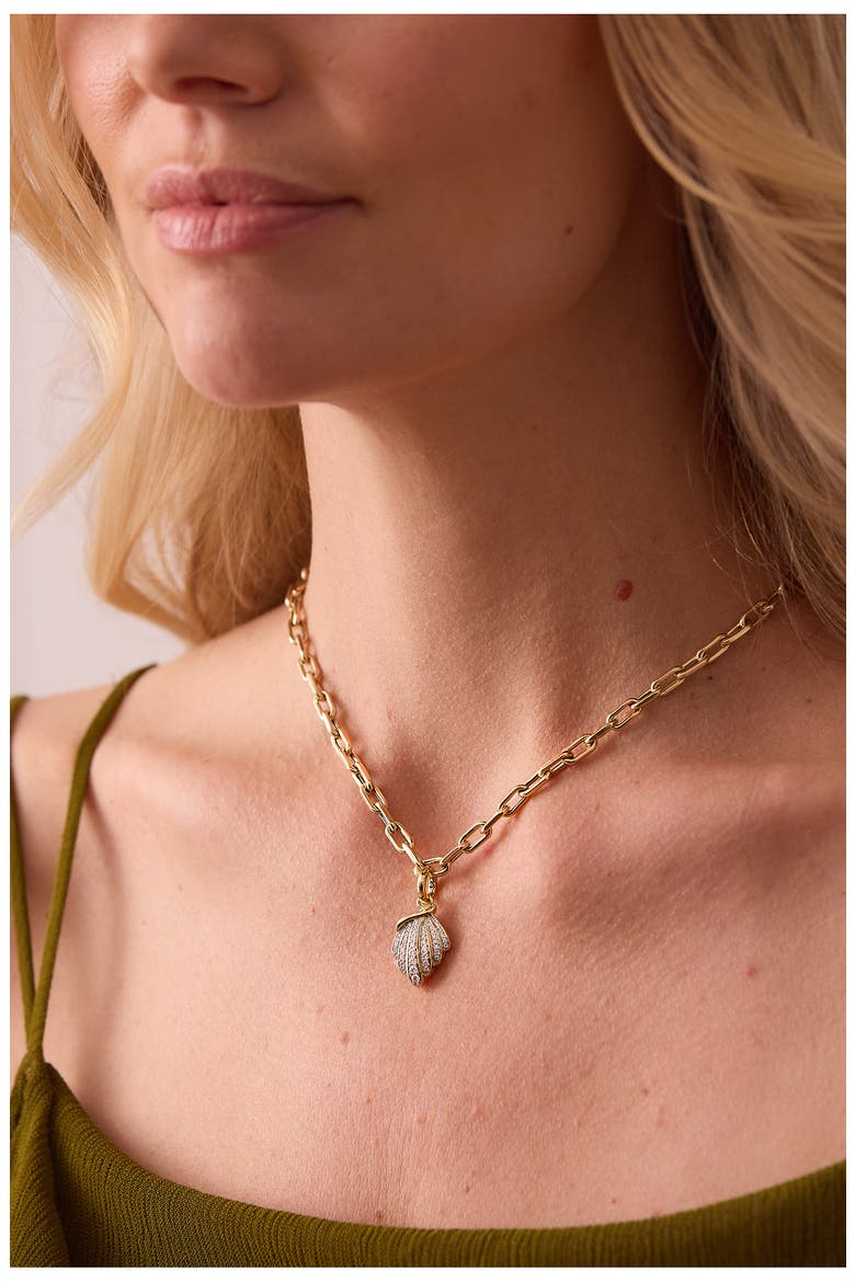 Papua Diamond Sea Shell Charm, Alternate, color, YELLOW GOLD