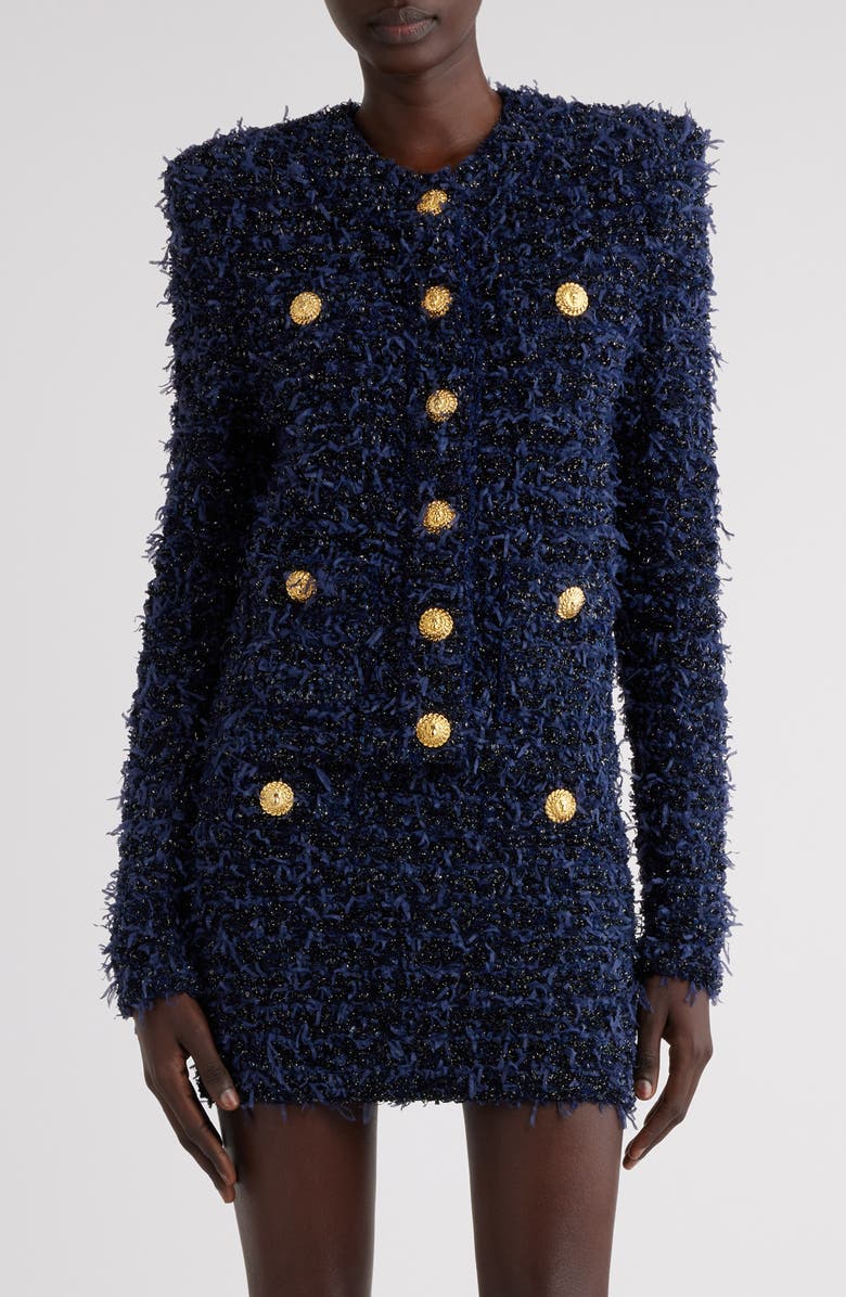 Balmain Four-Pocket Tweed Jacket, Main, color, 