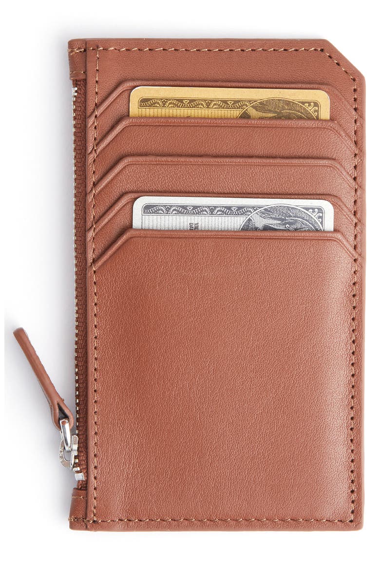 Zip Leather Card Case, Alternate, color, TAN