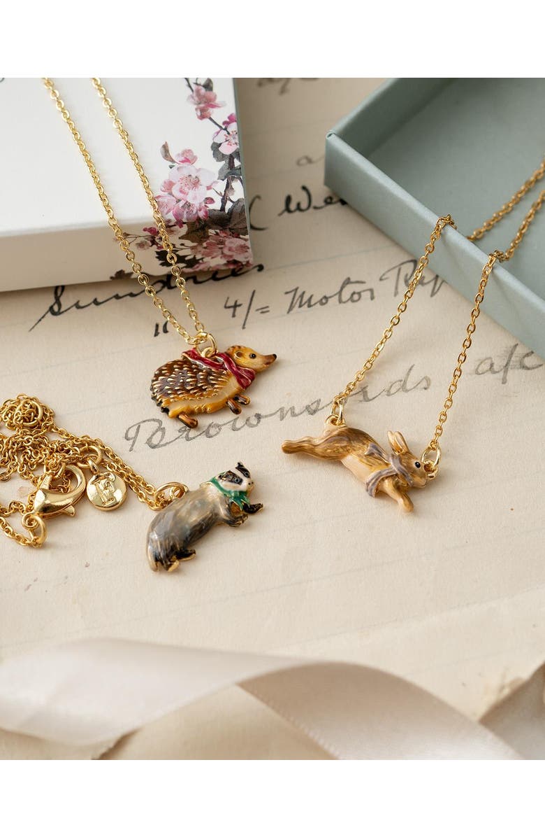 Fable England Cosy Bunny Charm Necklace, Alternate, color, Multi & Gold