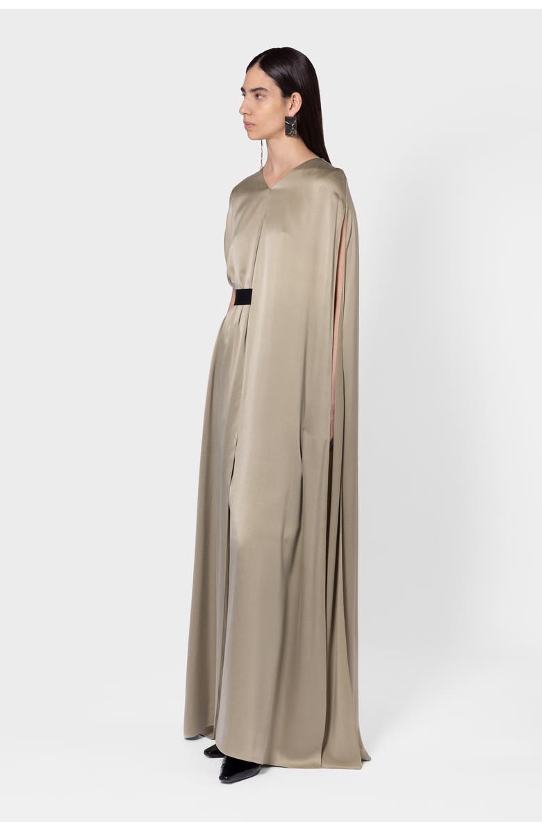 Roksanda Fyeris Brushed Silk Caped Maxi Dress, Alternate, color, Poire