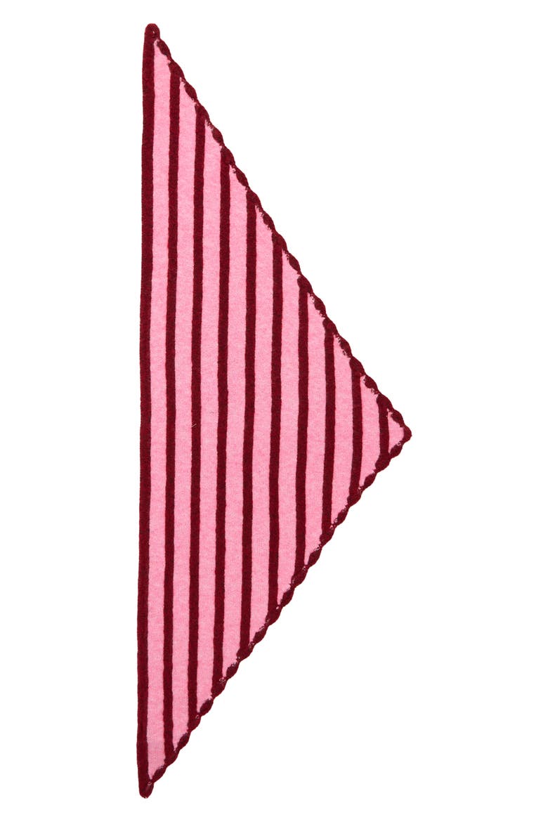 Scallop Trim Knit Triangle Scarf, Alternate, color, PINK STRIPE