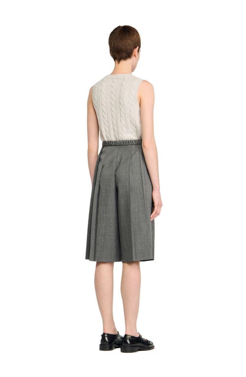 Sandro Pleated Long Shorts In Gray