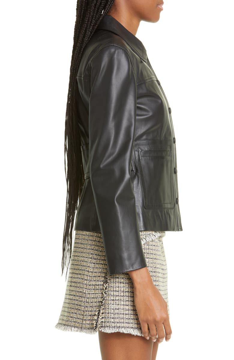 Proenza Schouler White Label Crop Snap Front Leather Jacket, Alternate, color,