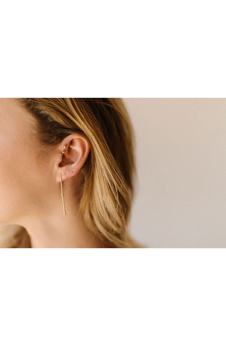 Untamed Petals Eternity Pave Linear Drop Earrings, Alternate, color, Gold