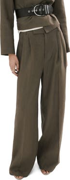 MANGO Straight Leg Linen Pants