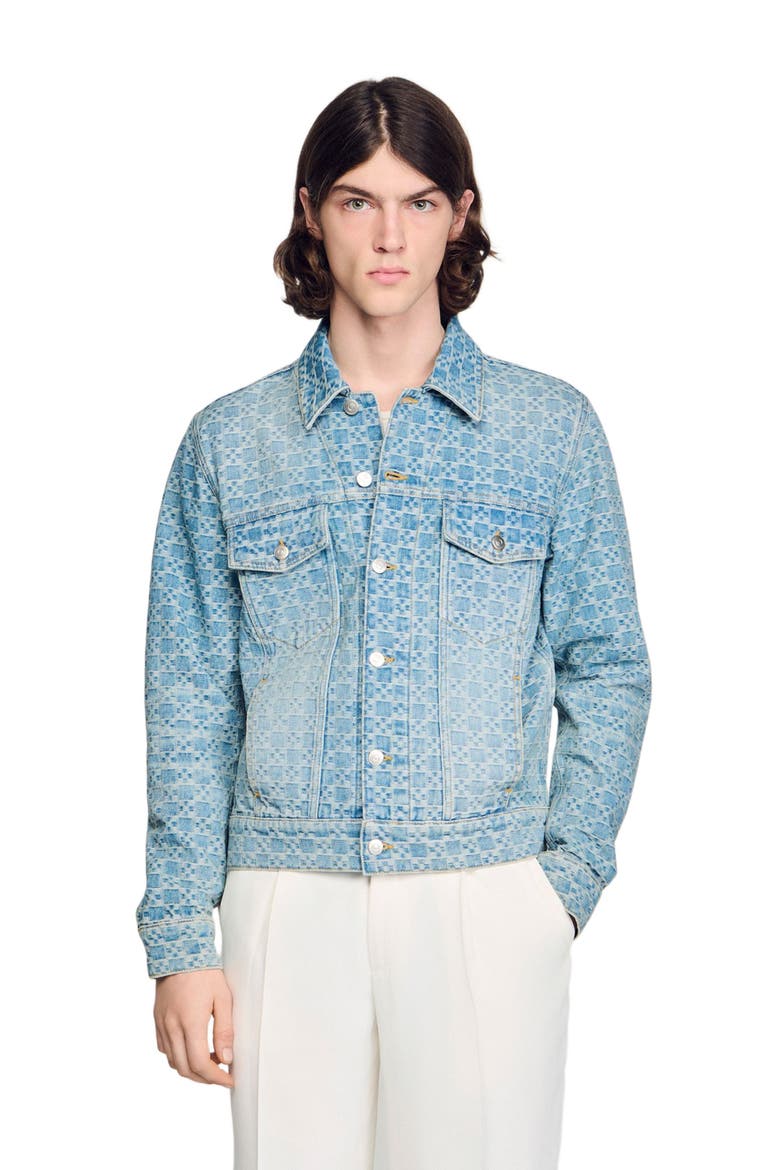 Square Cross denim jacket, Main, color, Sky blue